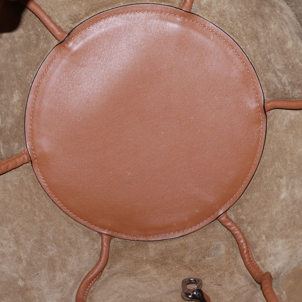 Loewe Bucket Straw Tote Brown Orange Leather Silver — view 8