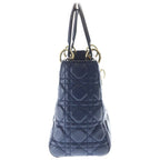 Dior Monsieur Lady Leather Cannage Gold Handbag Navy Blue — view 3