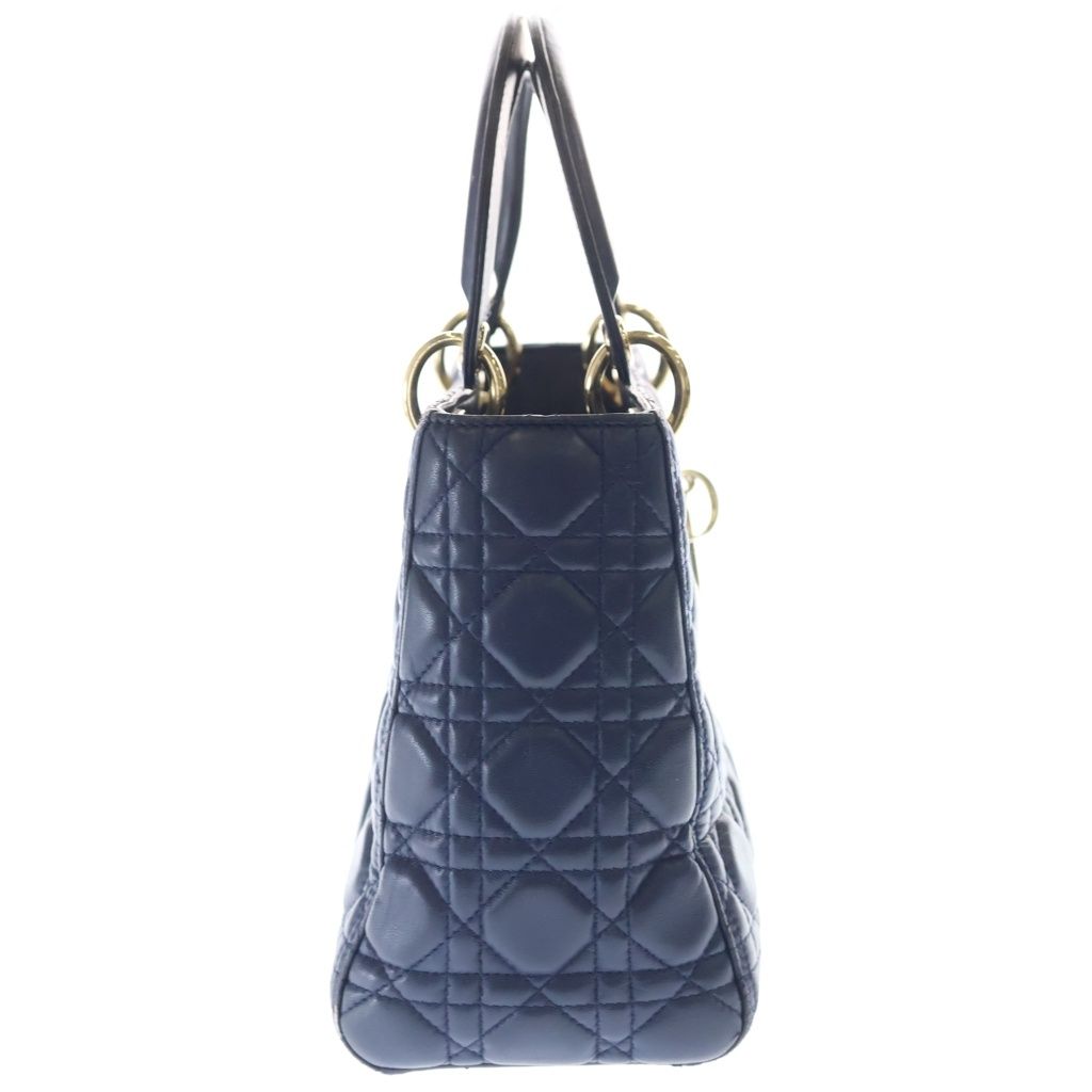 Dior Monsieur Lady Leather Cannage Gold Handbag Navy Blue — view 3