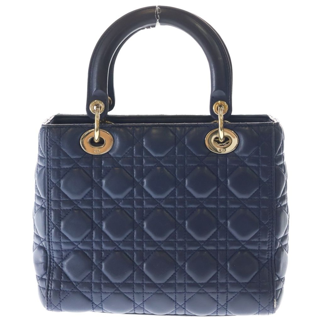 Dior Monsieur Lady Leather Cannage Gold Handbag Navy Blue — view 2