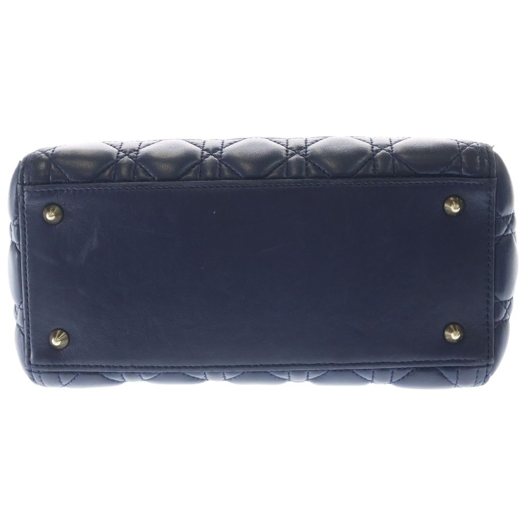 Dior Monsieur Lady Leather Cannage Gold Handbag Navy Blue — view 4