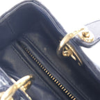 Dior Monsieur Lady Leather Cannage Gold Handbag Navy Blue — view 9