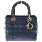 Dior Monsieur Lady Leather Cannage Gold Handbag Navy Blue