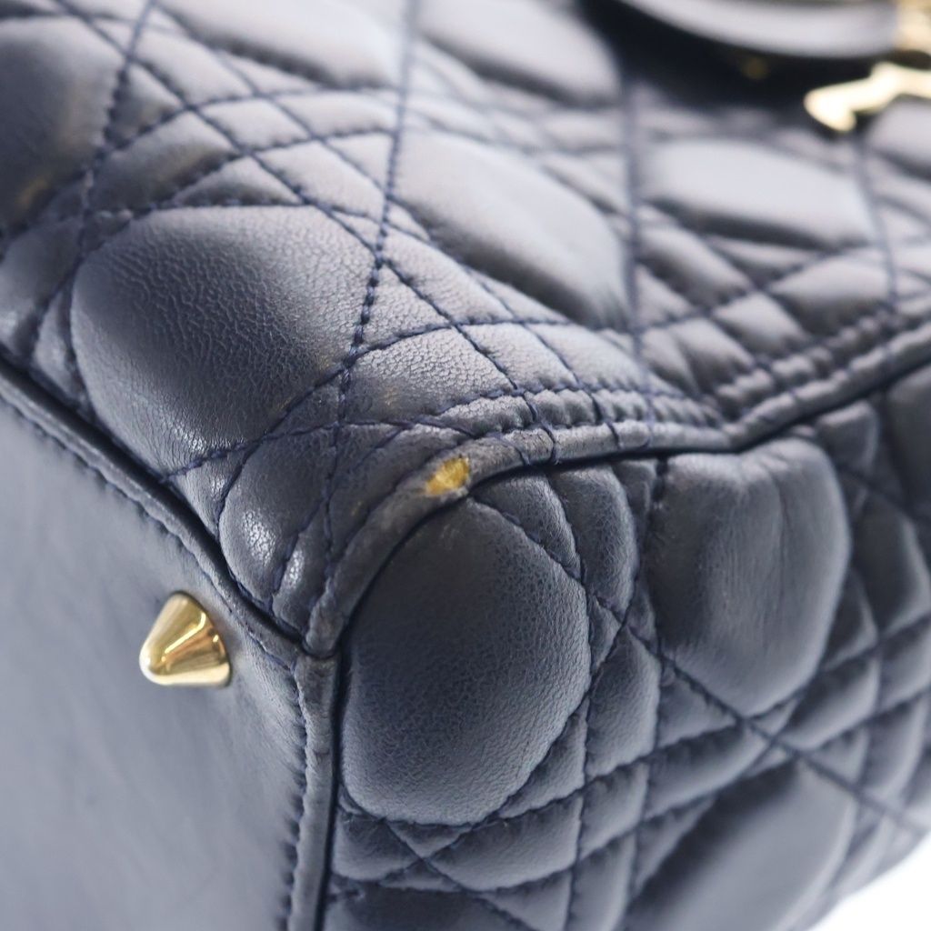 Dior Monsieur Lady Leather Cannage Gold Handbag Navy Blue — view 6