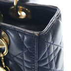 Dior Monsieur Lady Leather Cannage Gold Handbag Navy Blue — view 8