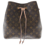 Louis Vuitton Monogram Neo Noe Leather Gold Shoulder Bag Tote Brown Rose Poudre