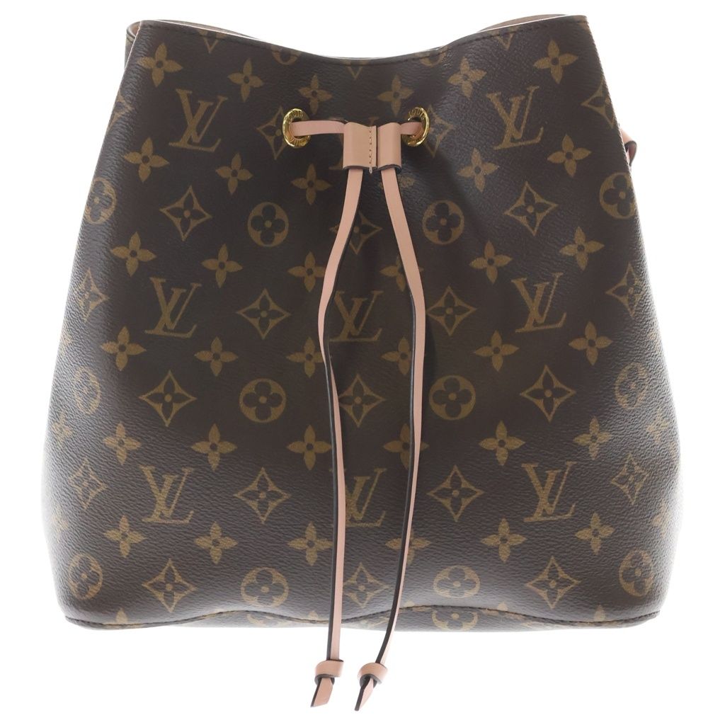 Louis Vuitton Monogram Neo Noe Leather Gold Shoulder Bag Tote Brown Rose Poudre