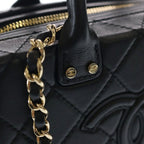 Chanel Quilted Small Vanity CC Logo Lambskin Gold 2-Way Chain Shoulder Bag Black — view 6