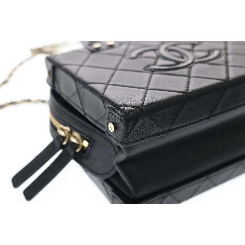 Chanel Quilted Small Vanity CC Logo Lambskin Gold 2-Way Chain Shoulder Bag Black — view 5