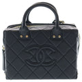 Chanel Quilted Small Vanity CC Logo Lambskin Gold 2-Way Chain Shoulder Bag Black