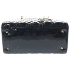 Dior Lady Cannage Patent Leather Gold 2-Way Shoulder Bag Black — view 4