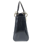 Dior Lady Cannage Patent Leather Gold 2-Way Shoulder Bag Black — view 3