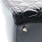 Dior Lady Cannage Patent Leather Gold 2-Way Shoulder Bag Black — view 5