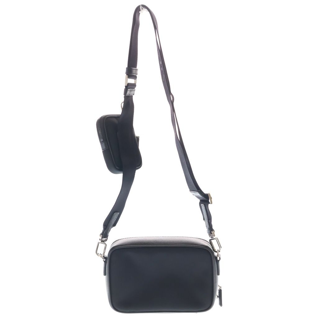 Prada Re-Nylon Saffiano Shoulder Bag Nylon Triangle Logo Plate Black — view 2