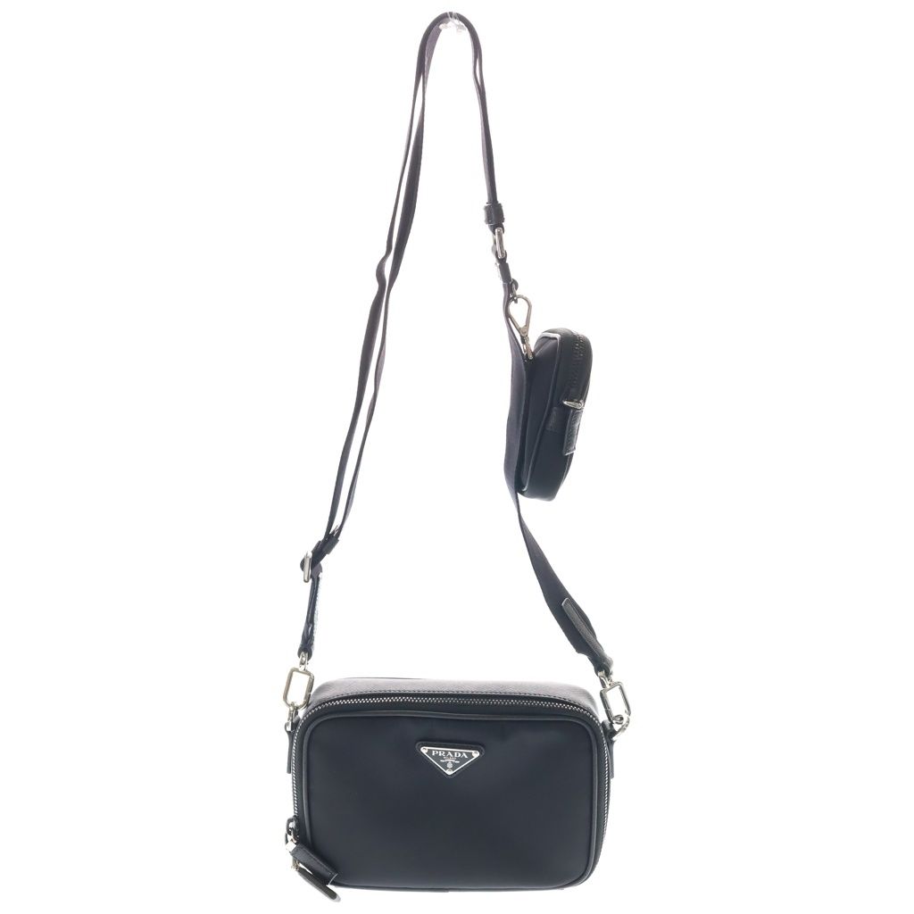 Prada Re-Nylon Saffiano Shoulder Bag Nylon Triangle Logo Plate Black