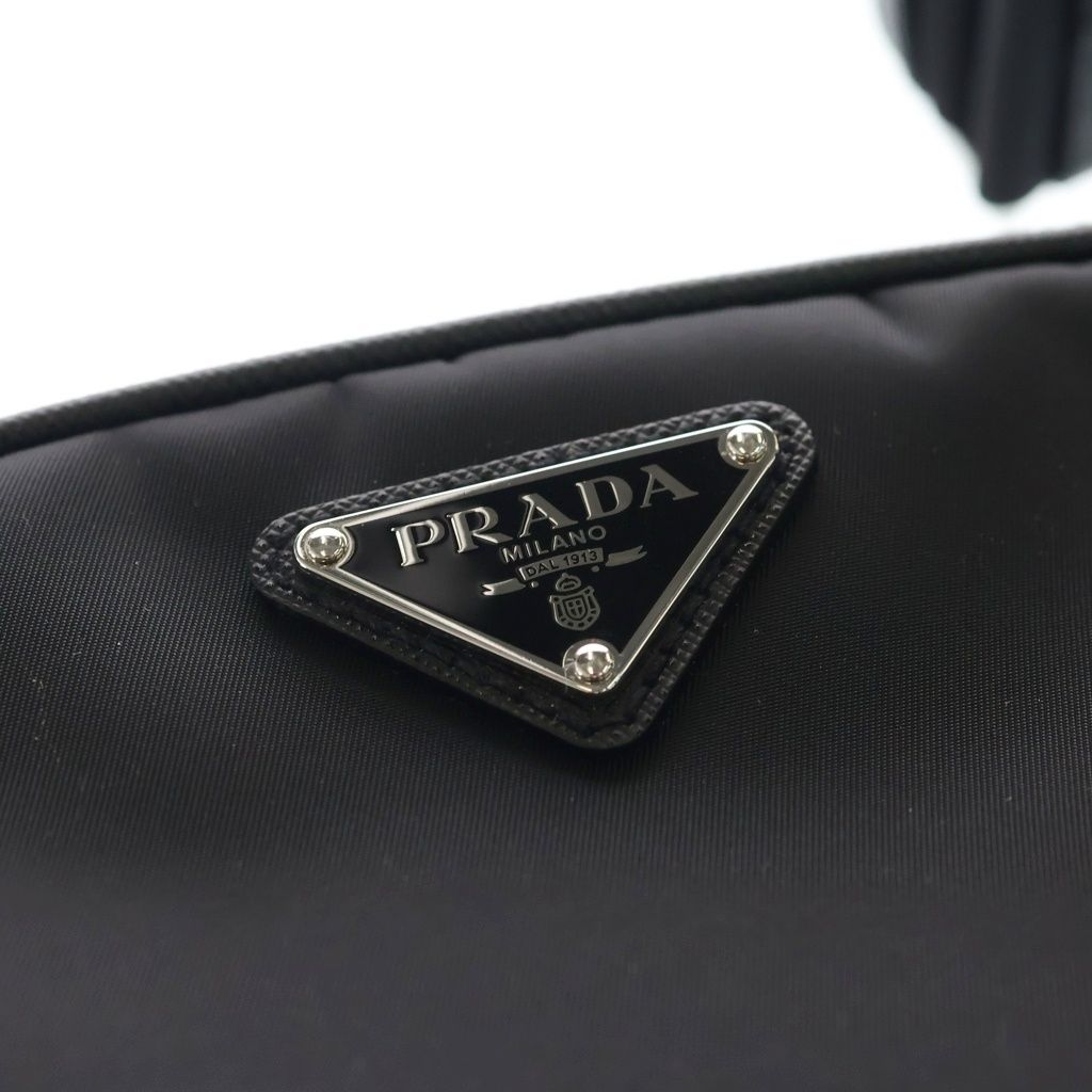 Prada Re-Nylon Saffiano Shoulder Bag Nylon Triangle Logo Plate Black — view 7