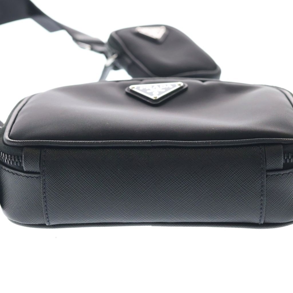 Prada Re-Nylon Saffiano Shoulder Bag Nylon Triangle Logo Plate Black — view 4