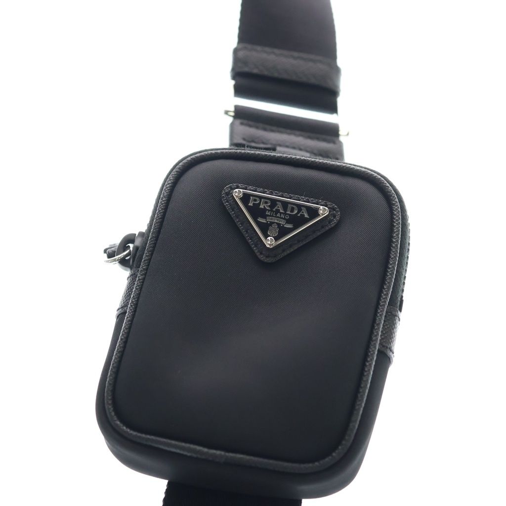 Prada Re-Nylon Saffiano Shoulder Bag Nylon Triangle Logo Plate Black — view 6