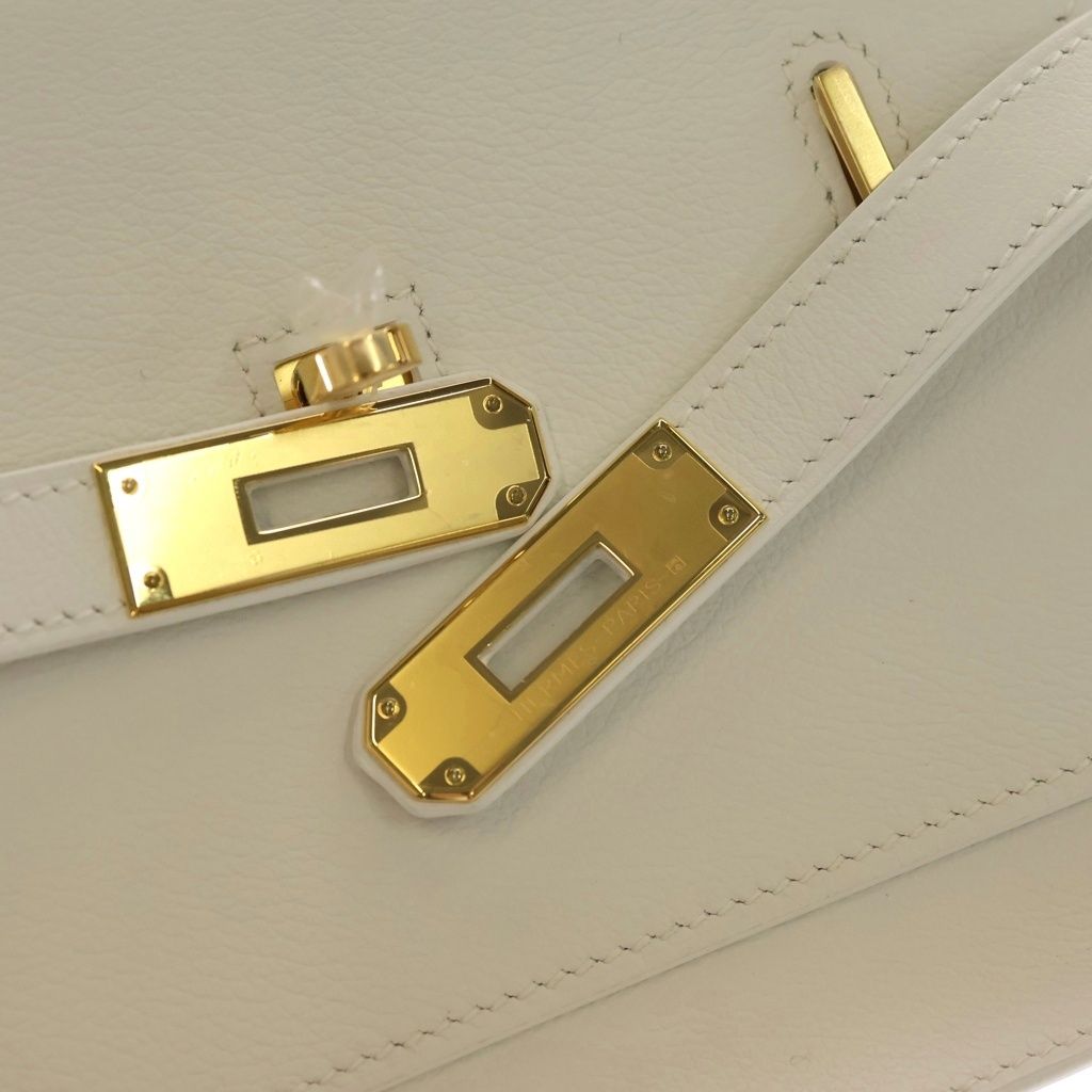 Hermes Gipisi Eru Mini Swift New White Gold Shoulder — view 6