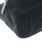 Chanel Quilted Chain Clutch Shoulder Bag Velvet Effect Nylon Gold Black — view 5