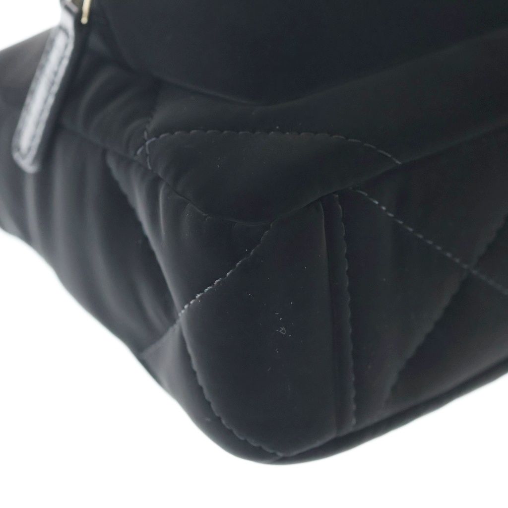 Chanel Quilted Chain Clutch Shoulder Bag Velvet Effect Nylon Gold Black — view 5