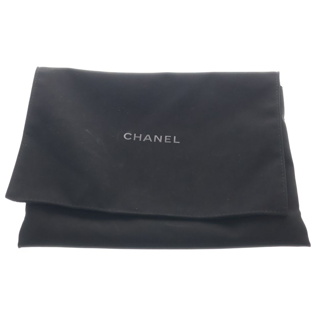 Chanel Quilted Chain Clutch Shoulder Bag Velvet Effect Nylon Gold Black — view 8