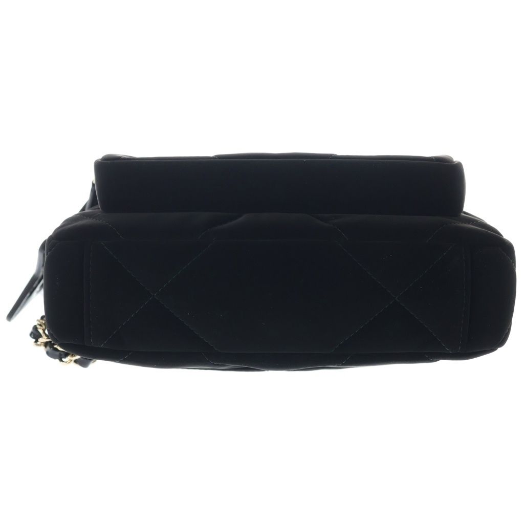 Chanel Quilted Chain Clutch Shoulder Bag Velvet Effect Nylon Gold Black — view 4
