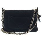 Chanel Quilted Chain Clutch Shoulder Bag Velvet Effect Nylon Gold Black — view 2