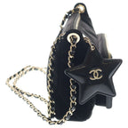 Chanel Quilted Chain Clutch Shoulder Bag Velvet Effect Nylon Gold Black — view 3