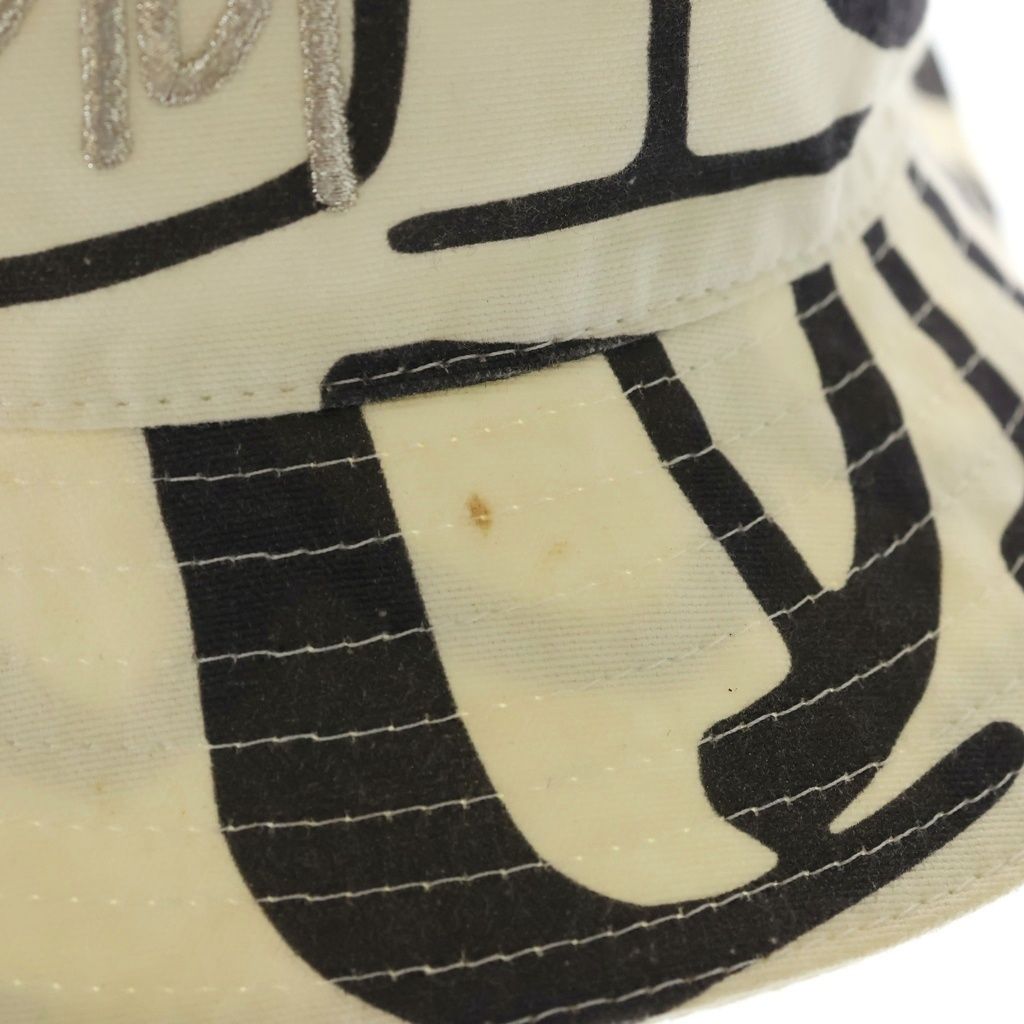 Dior Shawn Stussy Logo Embroidery All Over Pattern Bucket Hat Black White — view 5