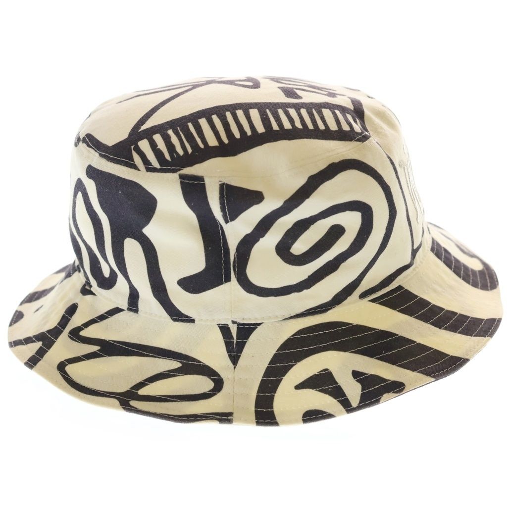 Dior Shawn Stussy Logo Embroidery All Over Pattern Bucket Hat Black White — view 3