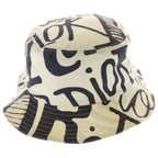 Dior Shawn Stussy Logo Embroidery All Over Pattern Bucket Hat Black White — view 2