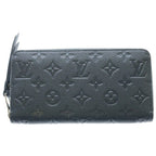 Louis Vuitton Monogram Empreinte Zippy Wallet Card Case Blue Metallic Leather