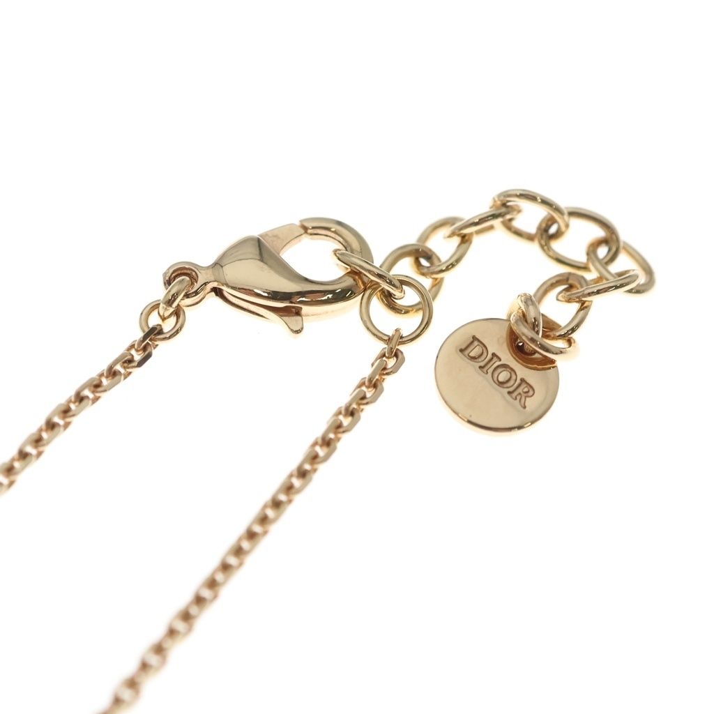Dior Clair D Lune Rhinestone Faux Pearl Pendant Chain Pink Gold — view 4