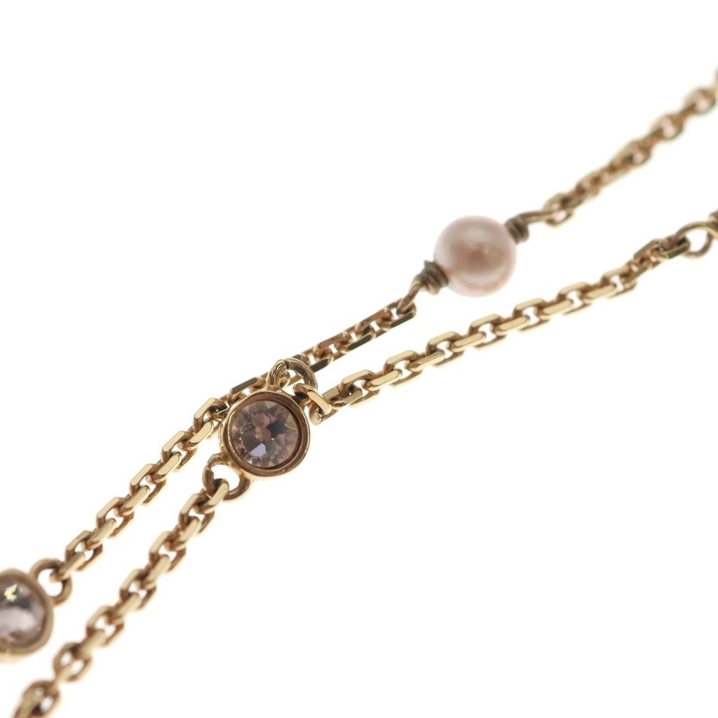 Dior Clair D Lune Rhinestone Faux Pearl Pendant Chain Pink Gold — view 5