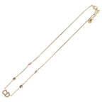 Dior Clair D Lune Rhinestone Faux Pearl Pendant Chain Pink Gold — view 2