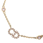 Dior Clair D Lune Rhinestone Faux Pearl Pendant Chain Pink Gold