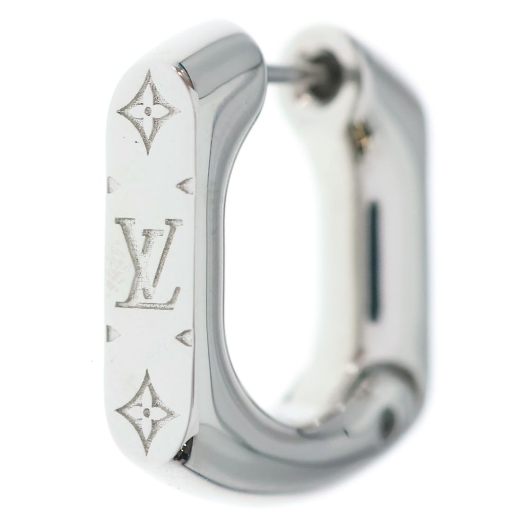 Louis Vuitton Monogram Chain Hoop Earrings Silver