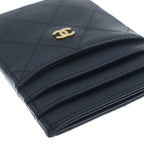 Chanel CC Logo Leather Card Case Black — view 5