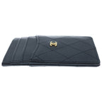 Chanel CC Logo Leather Card Case Black — view 3