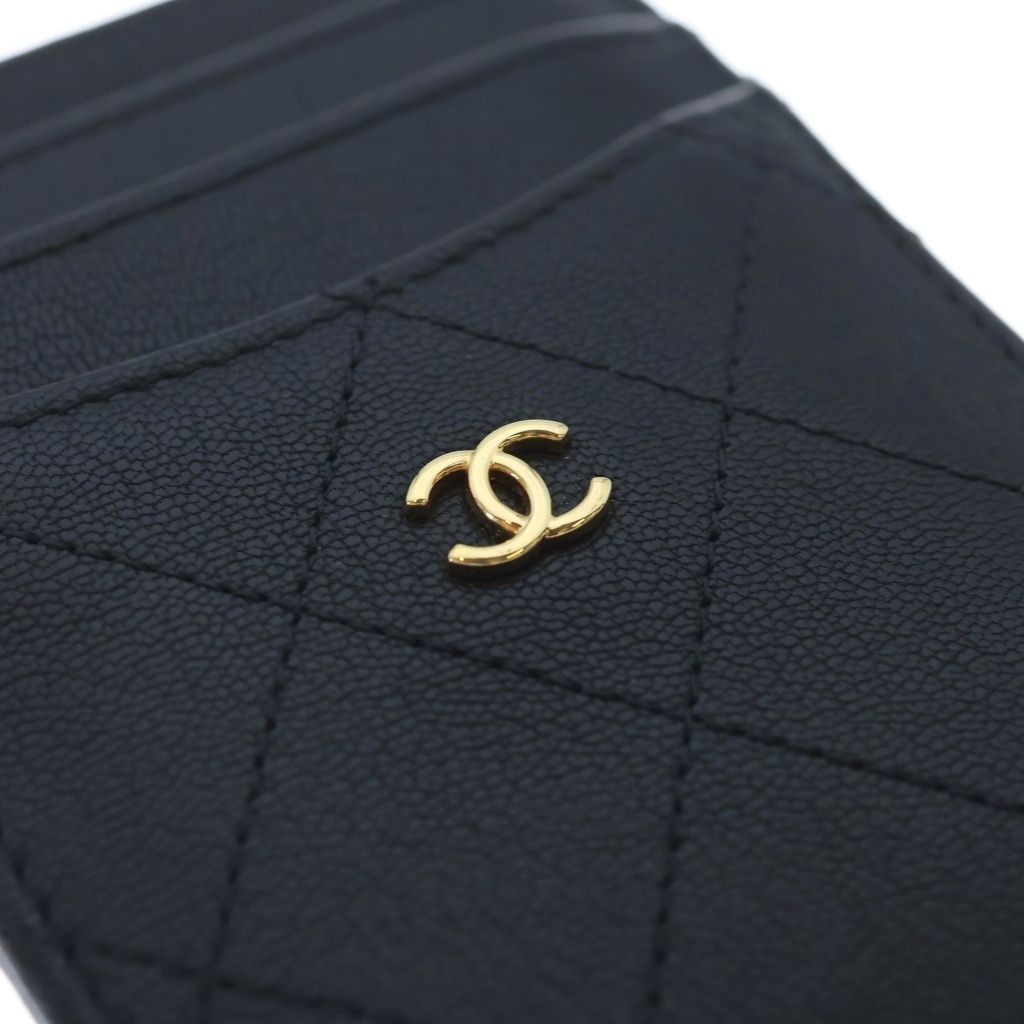 Chanel CC Logo Leather Card Case Black — view 4