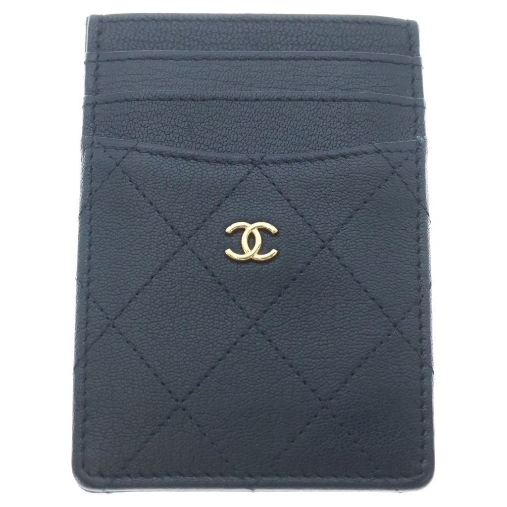 Chanel CC Logo Leather Card Case Black