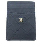 Chanel CC Logo Leather Card Case Black