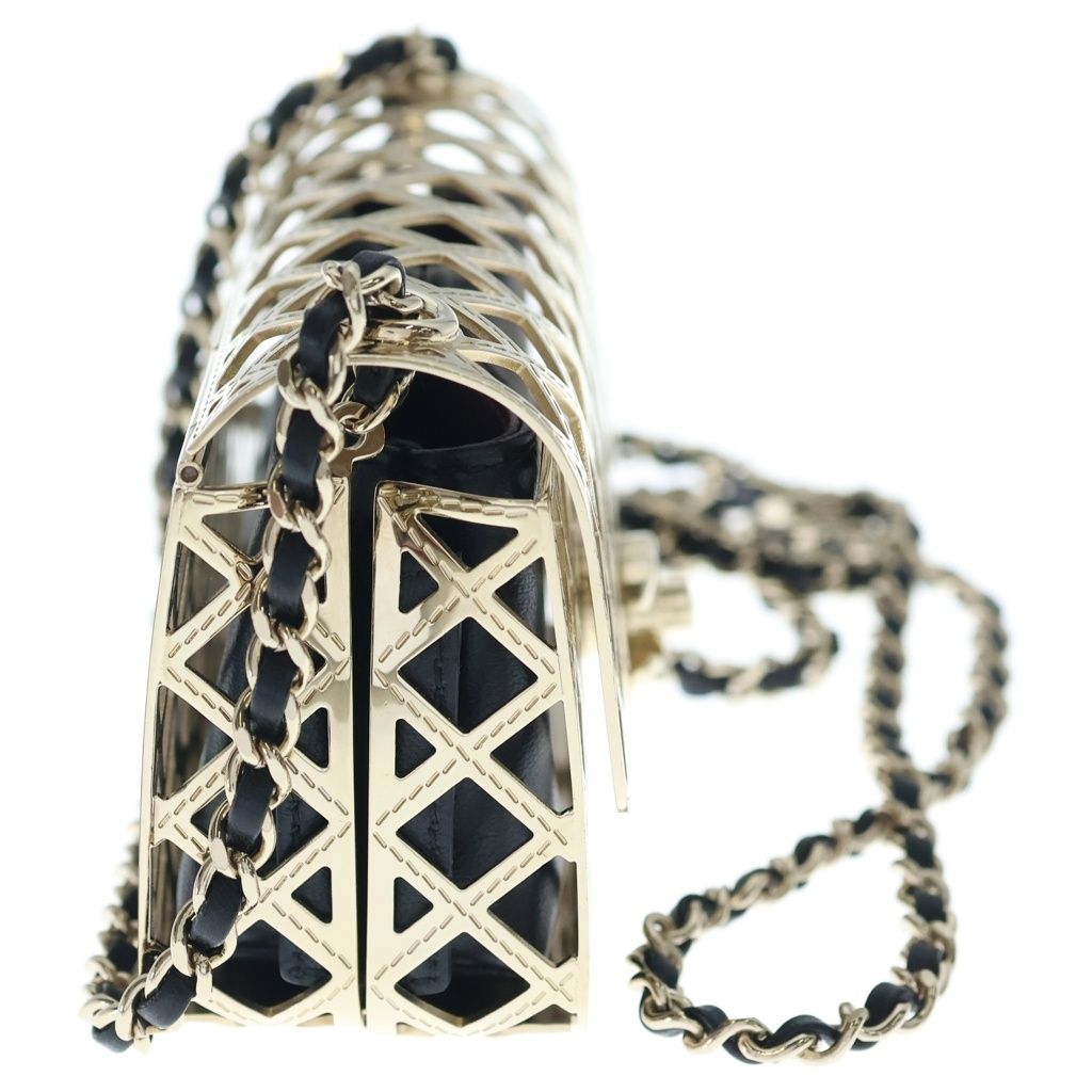 Chanel Cage Flap Metal Mini Shoulder Evening Bag Gold — view 3