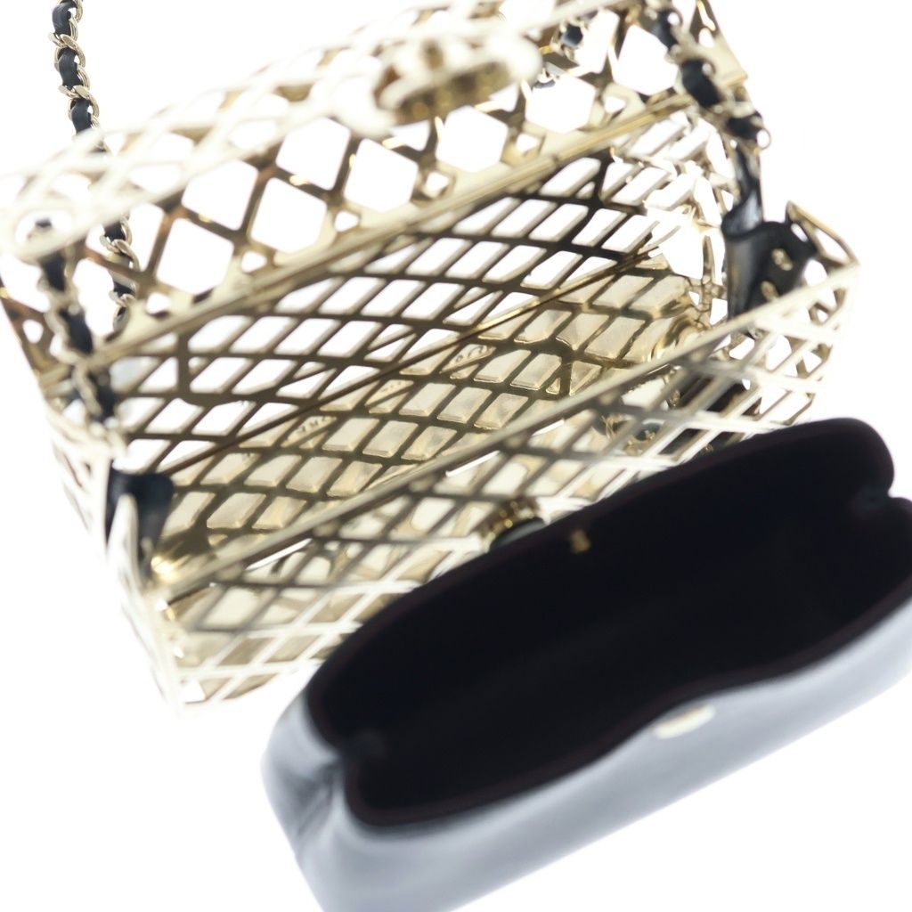 Chanel Cage Flap Metal Mini Shoulder Evening Bag Gold — view 6