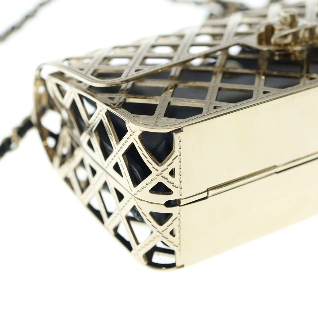 Chanel Cage Flap Metal Mini Shoulder Evening Bag Gold — view 5