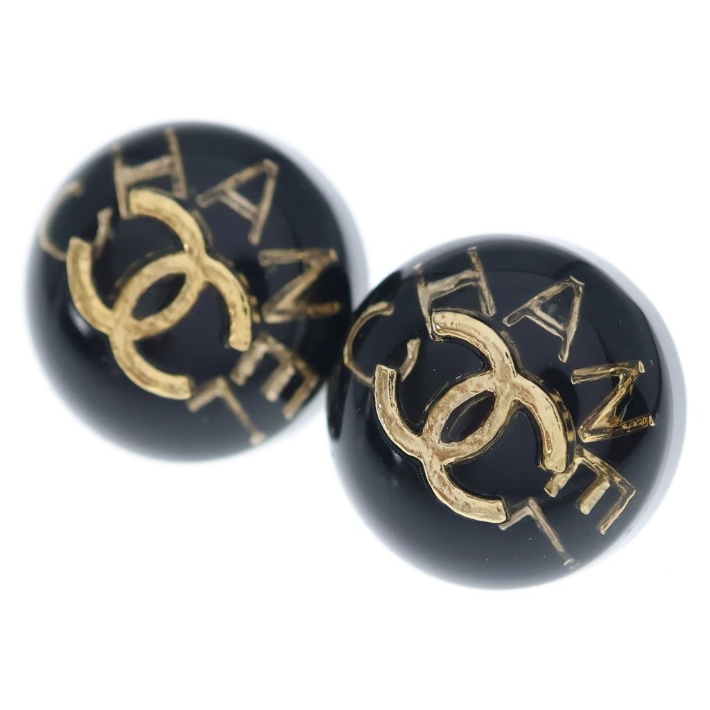 Chanel CC Logo Earrings Black