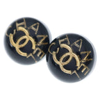 Chanel CC Logo Earrings Black
