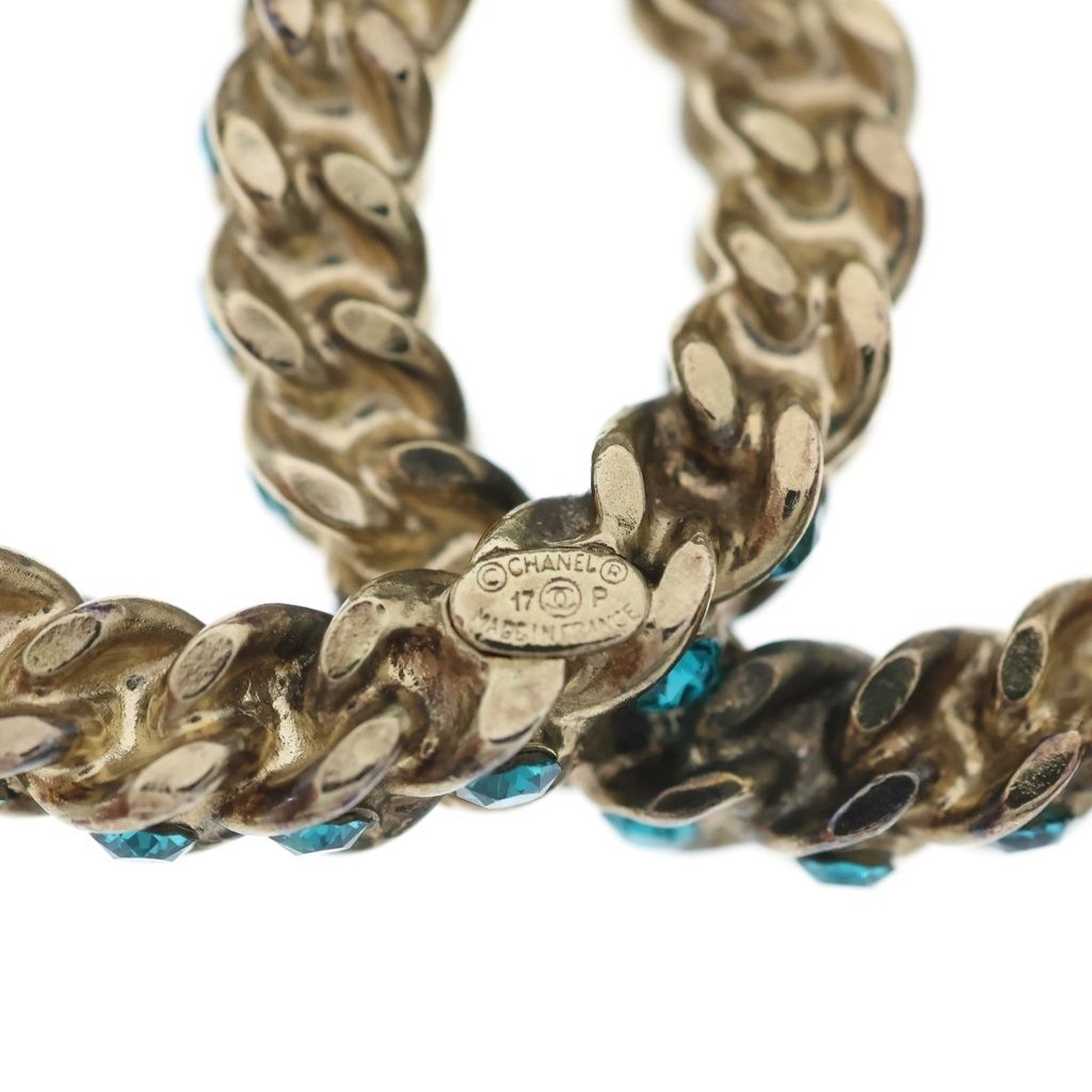 Chanel CC Logo Brooch CC Pin Rhinestone Gold Green — view 6