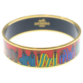 Hermes Enamel Bangle GM les Sangles Gold Multicolor Bracelet